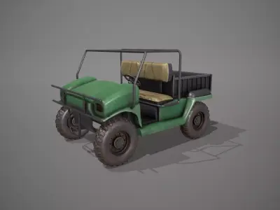 Stylized Green Golf Cart Low-poly 3D model