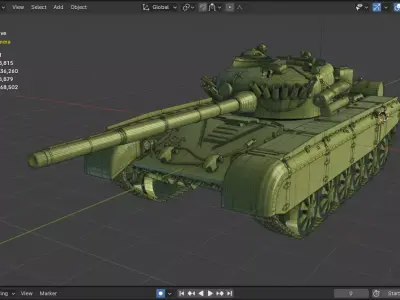 T72 tank  Low-poly 3D model