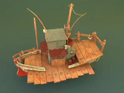 Fishing boat Low-poly 3D model from CGTrader