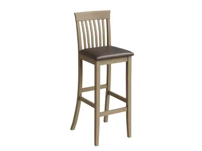 Farmhouse Wooden Stool Bar Low-poly 3D model