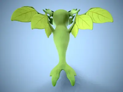 cartoon leaf dragon Low-poly 3D model