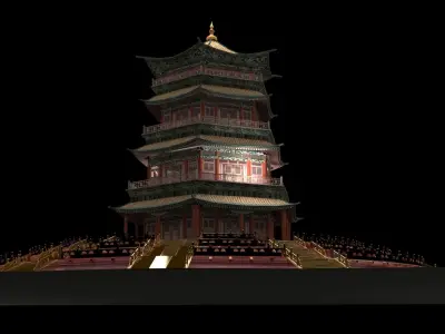 Chinese ancient  tower  3D model