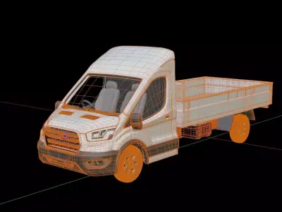 Ford Transit Flatbed Truck 3D model