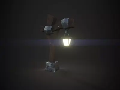 Stylized Light Pole Low-poly 3D model