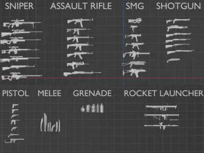 Weapon Pack Low-poly 3D model buy