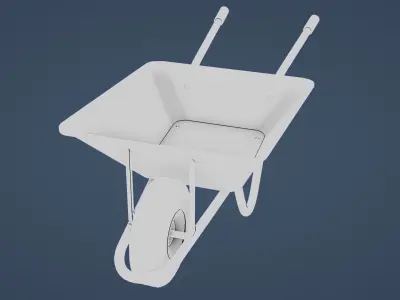 Green wheelbarrow Low-poly 3D model