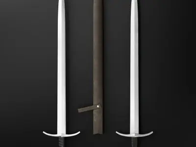 Medieval Sword 04 low poly plus old texture and sheath UE Low-poly 3D model