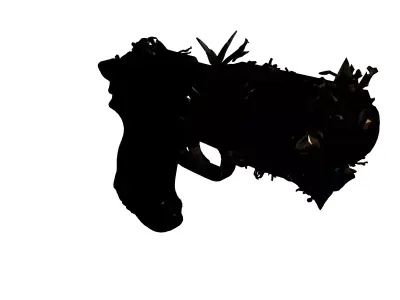 Fantasy Crystal and Gold Pistol Low-poly 3D model