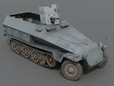 Sdkfz 251-10 PaK 36 Half-Track  Low-poly 3D model