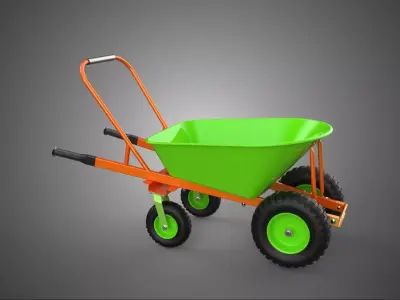 STURDY TIPPING FOUR CASTER WHEEL BARROW WHEELBARROW CART TROLLEY 3D model