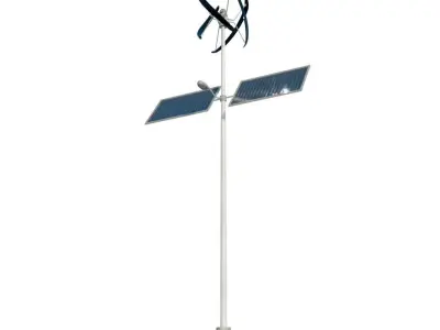votovoltaic and wind power hybrid eletric pole power plant Low-poly 3D model