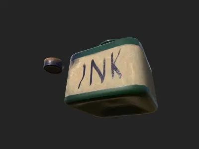 Inkwell ink bottle Low-poly 3D model