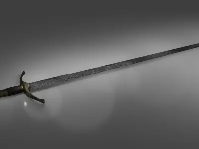 Crusader Damascus Blade Low-poly 3D model
