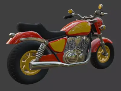 Cartoon Red Motorcycle 3D Model 3D model 2