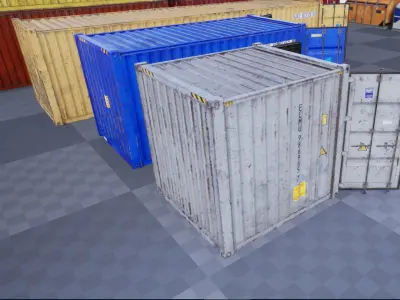 Shipping Containers with various skins Low-poly 3D model