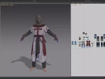 Crusader Knight  Low-poly 3D model