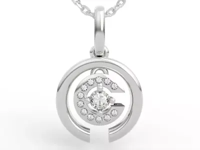 Elegant Circle Letter Necklace Charm 3D print model