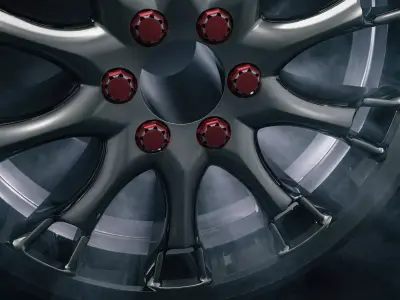 Custom Alloy Car Wheel Rim Dark Industrial Style 3D Render 3D model