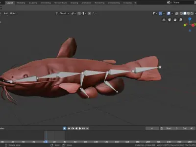 high poly catfish 3D model