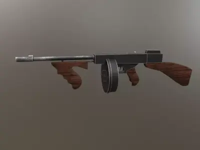 3D Thompson pistol Low-poly 3D model