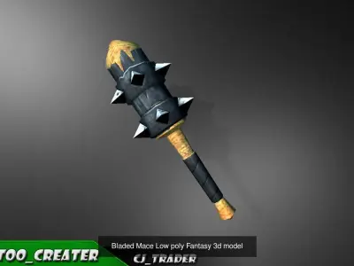 Fantasy Mace - Hammer Collection Pack Low-Poly 3D Model