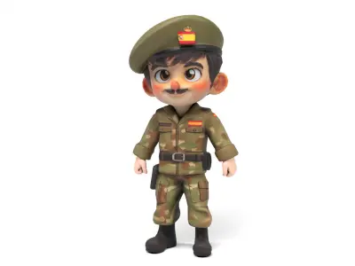 Spanish soldier cartoon Low-poly 3D model