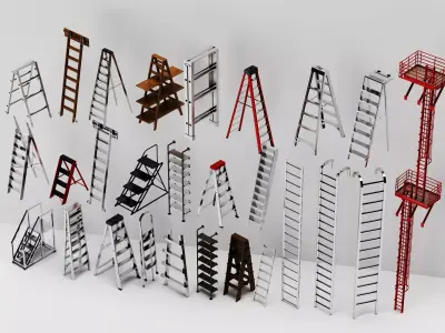 Industrial Ladder Collection Low-poly 3D model