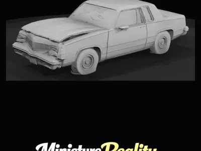 1-87 80s wrecked Oldsmobile Print Ready STL 3D print model