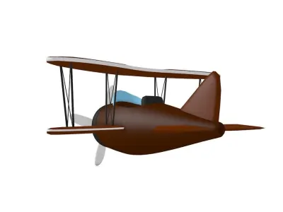 Brown Airplane Low-poly 3D model