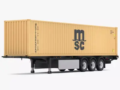 Chassis Semi Trailer with MSC Shipping Container 3D model