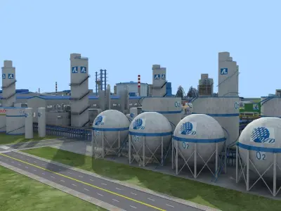Air Separation Unit Oxygen Plant Gas Production Facility 3D model