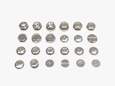 Screw and bolt heads 3D model