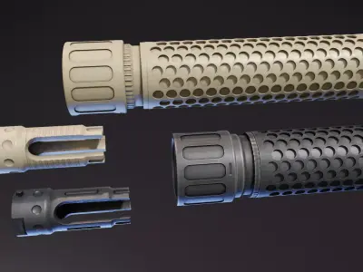 KAC QDC flash suppressor  Low-poly 3D model
