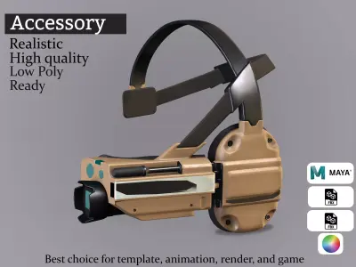 Tactical Visor- Sci-Fi Military Headset Accessory Low-poly 3D model