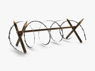 Low poly barbed wire barricade 3D model