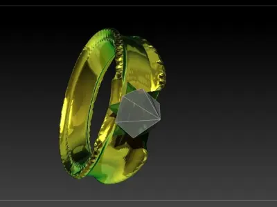 Golden diamond ring 3D model