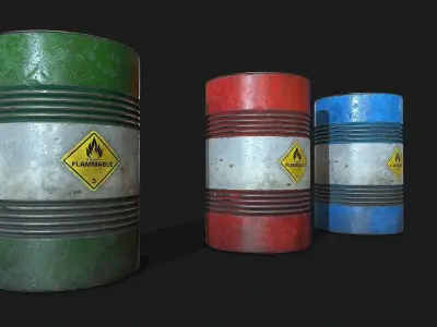 Fuel Barrels Low-poly 3D model