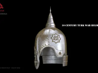  10 century Turkish war helmet design Low-poly 3D model