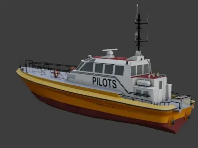 Pilot boat 3d low-poly model Low-poly 3D model