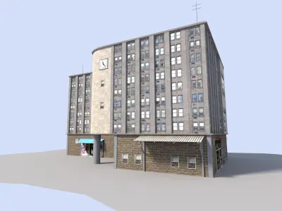 commercial city building Low-poly 3D model