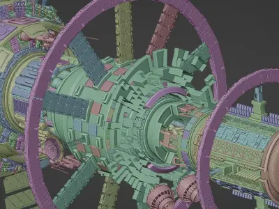 Massive Detailed Separated Spaceship 3D model