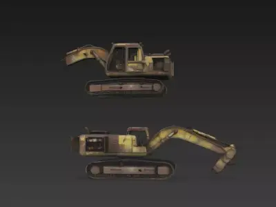 Rusty Weathered Excavator  Abandoned Industrial Digger  3D model
