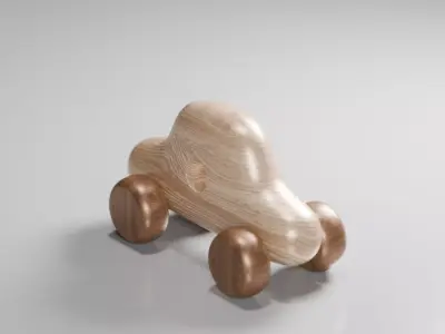 wooden toy car 3D model