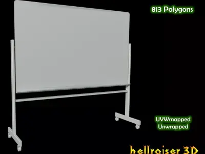 Whiteboard with stand Low-poly 3D model