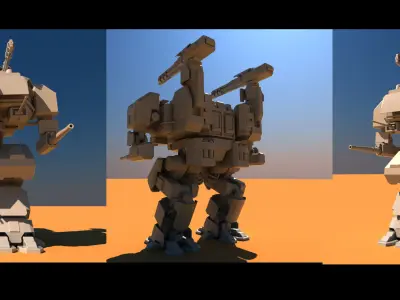 Heavy assault walker Mech Low-poly 3D model