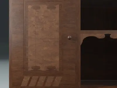 Game Ready Vintage Wooden Cabinet Low Poly PBR Low-poly 3D model