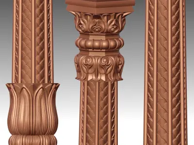 Wood carved Column 3D print model