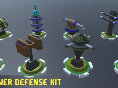 Simple Tower Defense Kit Low-poly 3D model