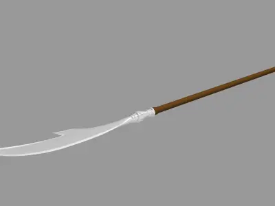 Naginata sword with wooden handle 3D model