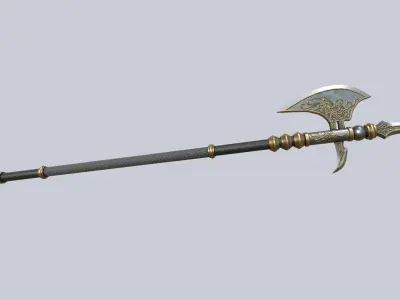 Fantasy halberd Low-poly 3D model
